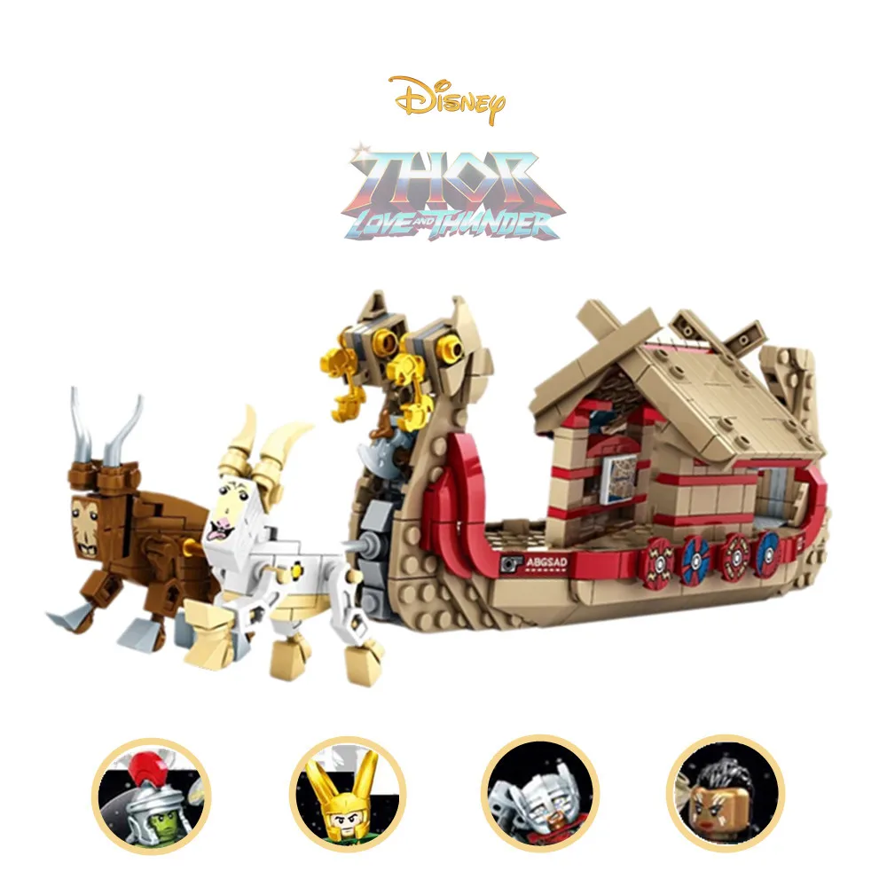 

2022 Disney marvels Thor The Goat Boat Longship 76208 Loki Hulk Building Block Warship Viking Ship Boats Brick Model Toy Gift