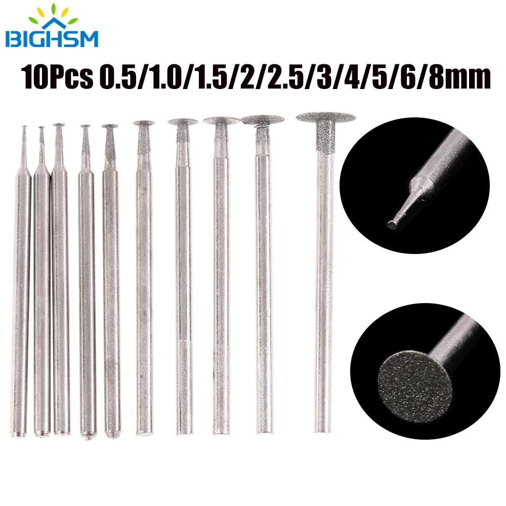 

10Pcs Grinding Bit Dremel Accessory 2.35mm Ultra-Thin T Head Shank Diamond Mounted Point Stone Jade Carve Polish Engrave Tool