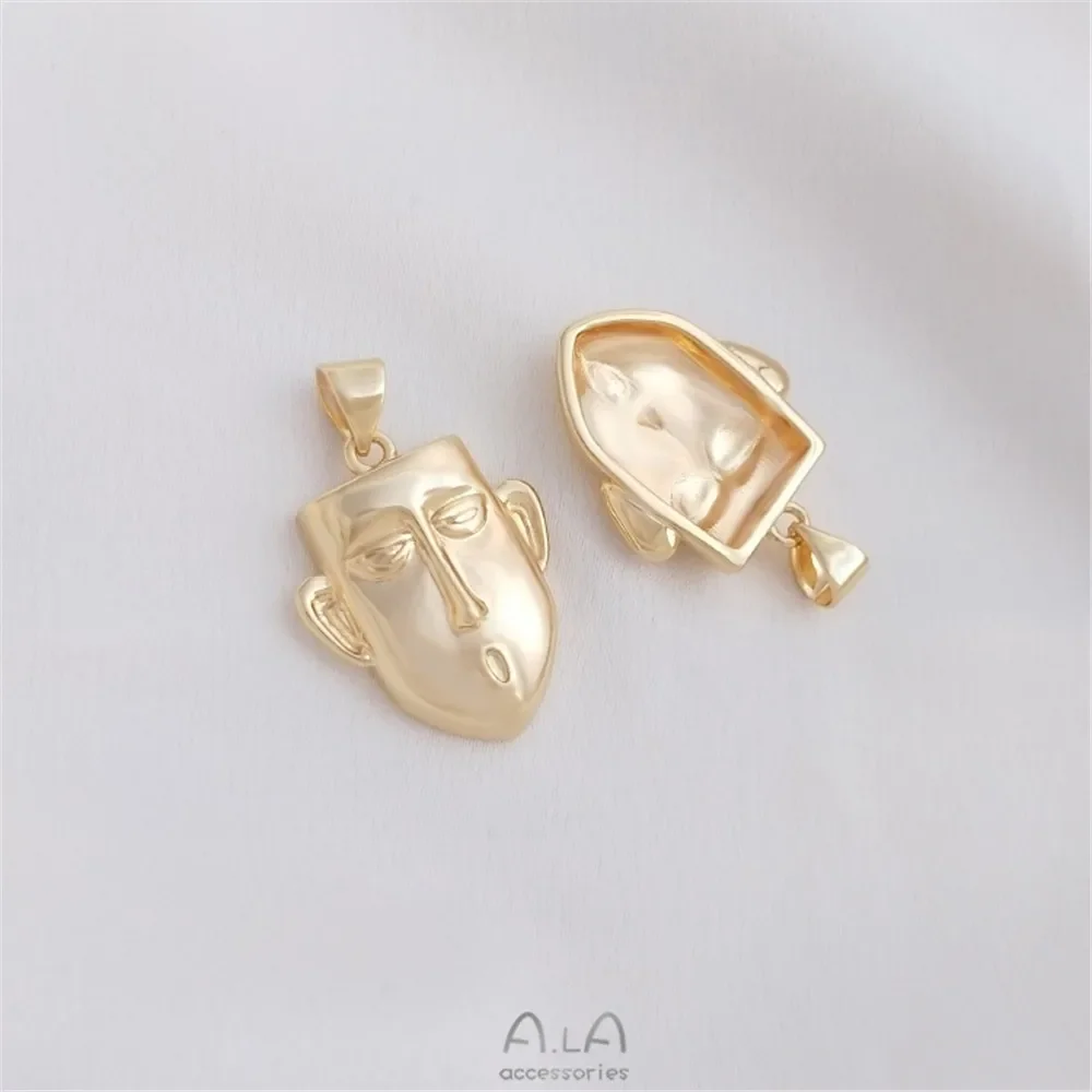 14-каратная золотая сумка цветная маска кулон с выражением лица аватаром ручная