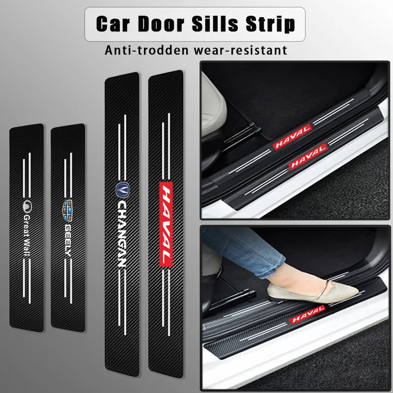 

4pcs Car Door Sill Anti Scratch Carbon Fiber Decor Sticker for Changan CS15 CX70 CS35 Alsvin CS75 Hunter CS95 CS85 Accessories