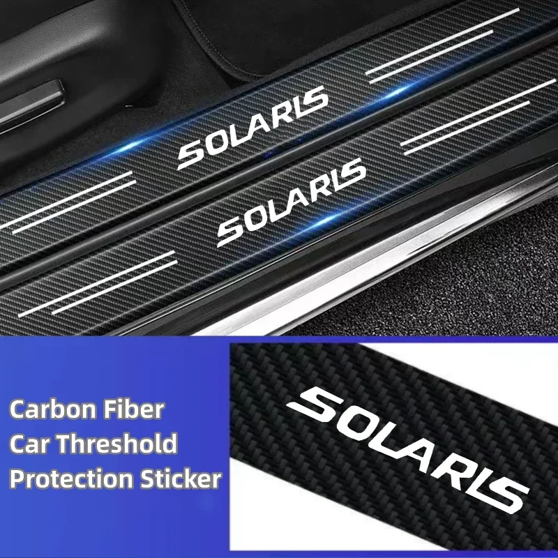 

4Pcs Car Door Sill Stickers Carbon Fiber Pedal Cover Trim Car Threshold Sticker For Hyundai solaris 2013 2020 2018 2019 2017