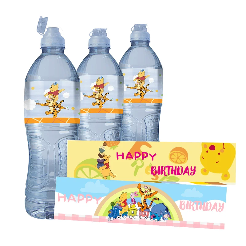 

24pcs Winnie The Pooh Water Bottle Wraps Stickers Custom Labels Kids Baby Shower Birthday Party Personalized Decoration Supplies