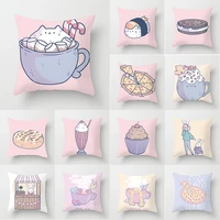 dreamful cartoon polyester cushion cover sweet purple pizza lemon print sofa pillow cover home decor bedroom pillow case 45x45cm