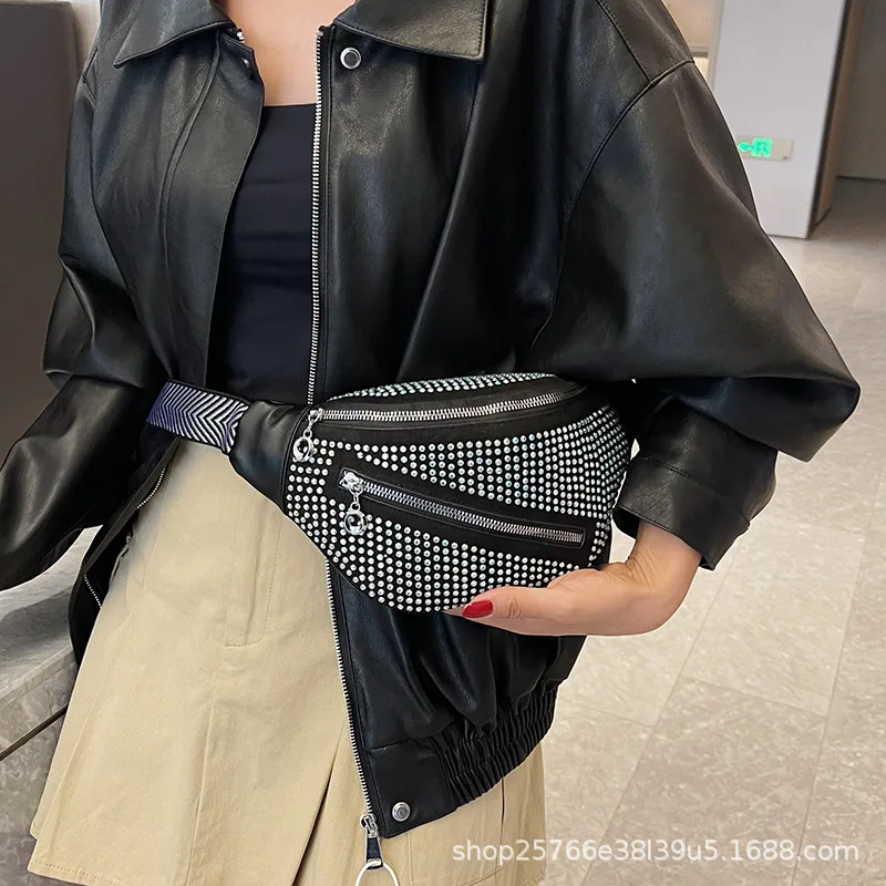 

Explosive high-grade diamond Fanny pack 2023 new fashion all-match super fire chain chest bag ladies crossbody bag