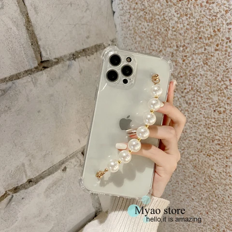 Модный чехол для телефона с жемчужными бусинами и цепочкой для Xiaomi Redmi Note 12 13 12S 11 11S 10 10S Pro Plus Pro + 4G