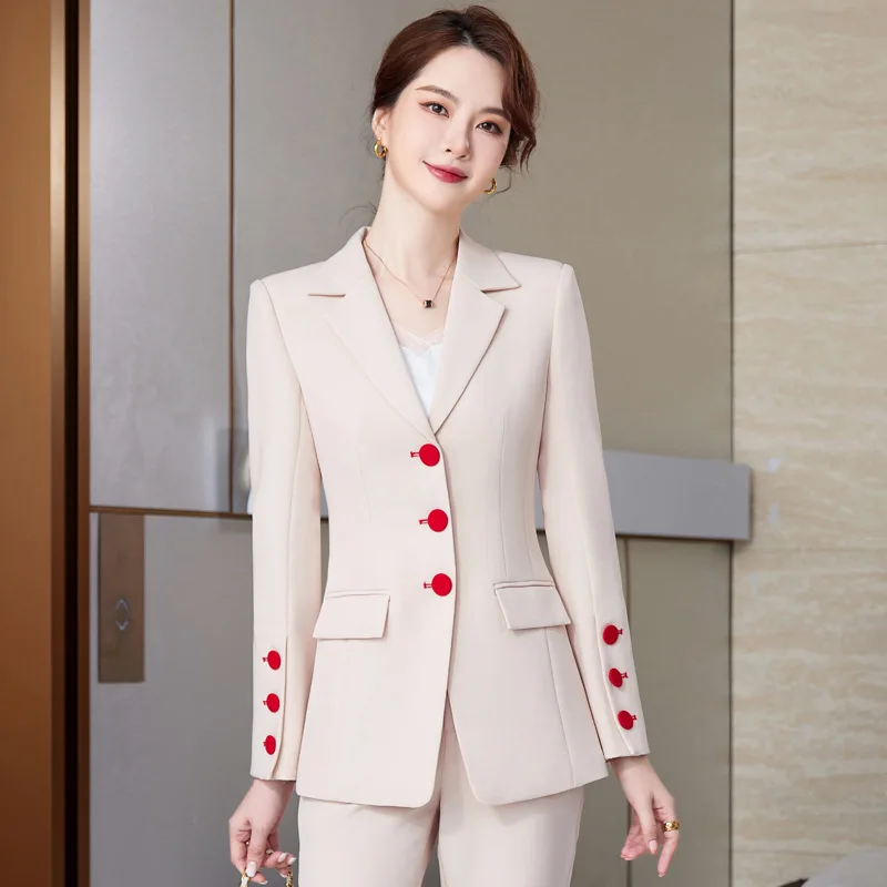 Woman Jacket Pants Formal Two-piece Suit Female Office Outfits 2023 Women Fashion Work Wear Flared Pantsuit 2 Piece Blazer Set