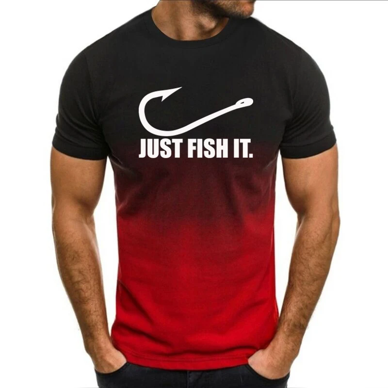 

Funny Love Fishing TShirt Men Just Fish It Funny T-Shirt Short Sleeves Hip Hop O-Neck Cotton T Shirts