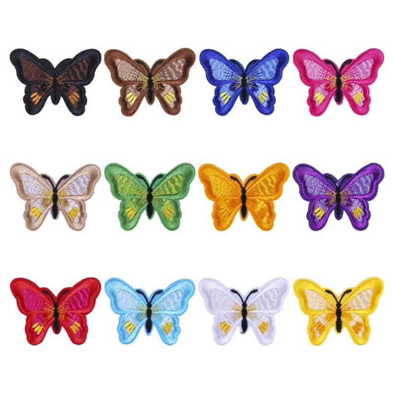 

H9ED 10Pcs Multicolor Butterfly Sewing/Iron On Appliques Embroidery Patches DIY Badge
