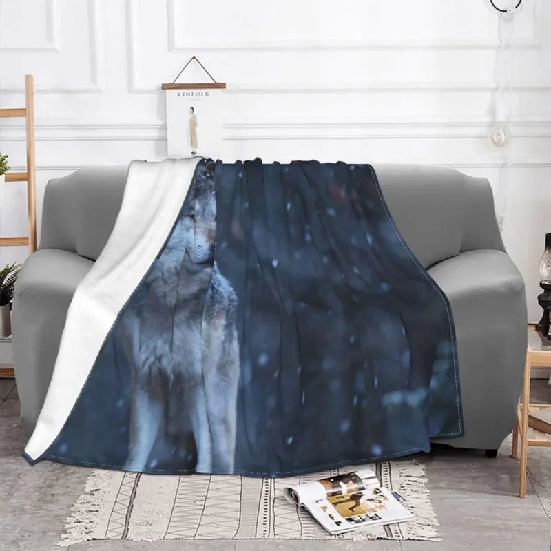 

Wolf Blanket Flannel Autumn/Winter Canine Portable Warm Throw Blankets for Home Bedroom Bedspreads