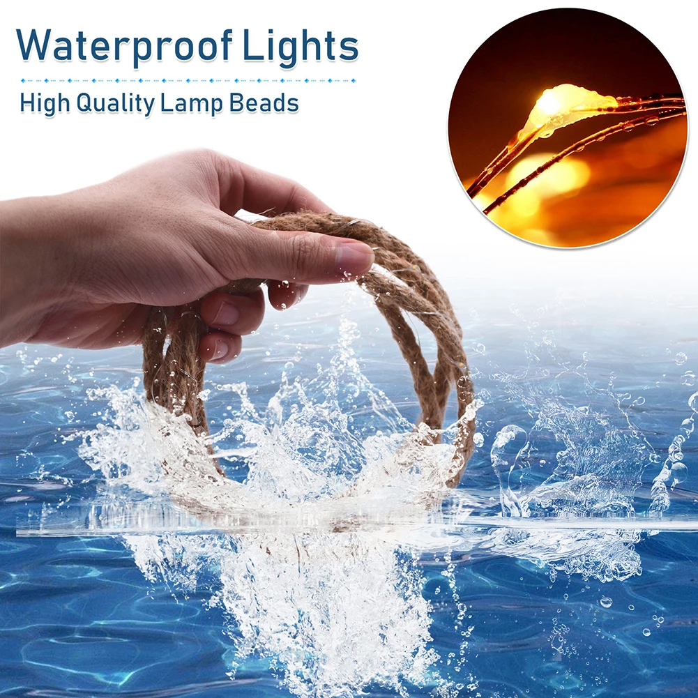 

Creative Fairy Rope Lights Ip65 Waterproof Hemp Rope Pendant Lights Solar/battery Powered for Outdoor Garden Patio Balcony Decor