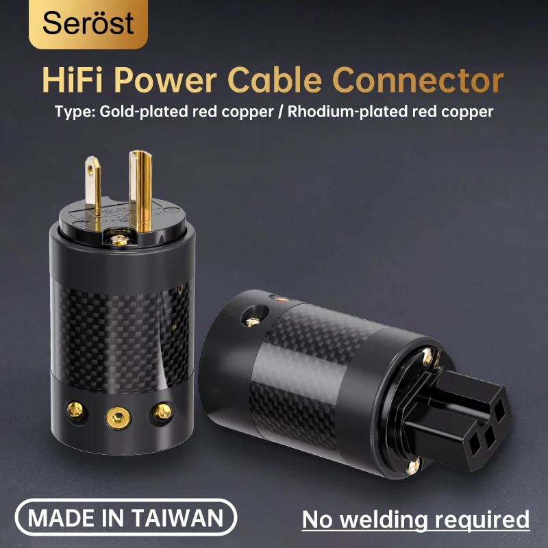 Фото Разъем питания Serost HiFi C-13 IEC (гнездо) из красной меди, стандарт США, для DIY аудиокабелей №1