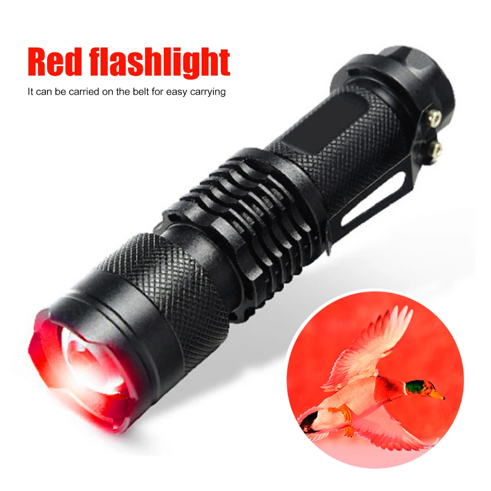

Aluminum Alloy Red LED Flashlight Practical Torches Portable Lamp Instrument Device for Outdoor Adventure Hunting Supplies