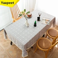 modern cotton linen tablecloth waterproof and oilproof tablecloth disposable coffee table cover gray home kitchen decoration