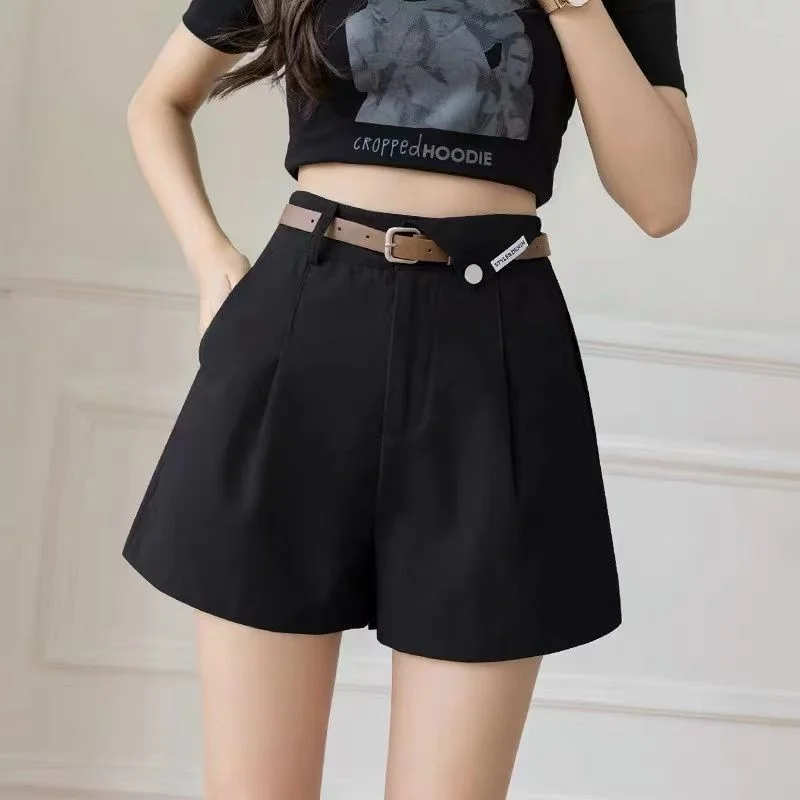Boxer Wide High Waist Womens Shorts Yellow Kawaii Short Pants for Women To Wear Cute Baggy Loose Black Clothes Classic Vintage