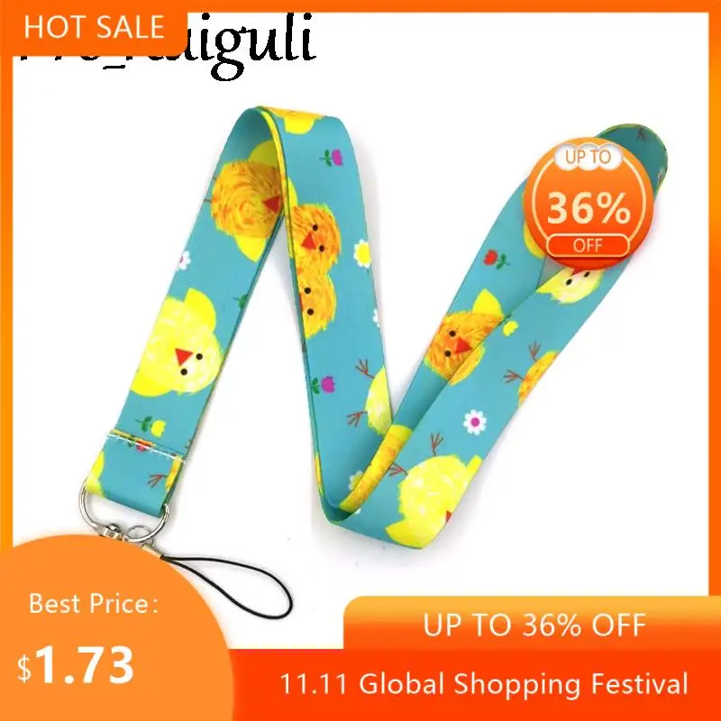 

Yellow Chicken Duck Cartoon Keychain Lanyards Id Badge Holder ID Card Pass Mobile Phone USB Badge Holder Key Strap 1PCS