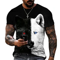 2022 mens wild wolf 3d printed t shirt short sleeve o neck modern animal casual shirt harajuku comfortable breathable top
