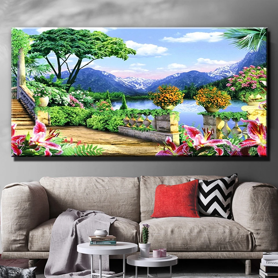 Новинка Алмазная мозаика живопись садовый пейзаж вышивка крестиком искусство