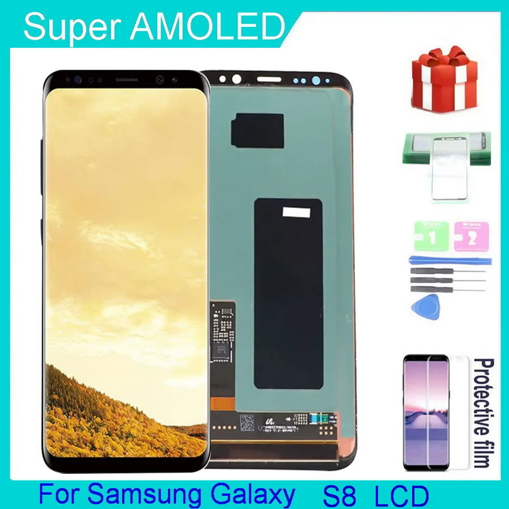 Оригинальный Super AMOLED ЖК-дисплей для SAMSUNG Galaxy S8 G950F G950FD G9500 G950U g950wдисплей сенсорный экран дигитайзер Замена