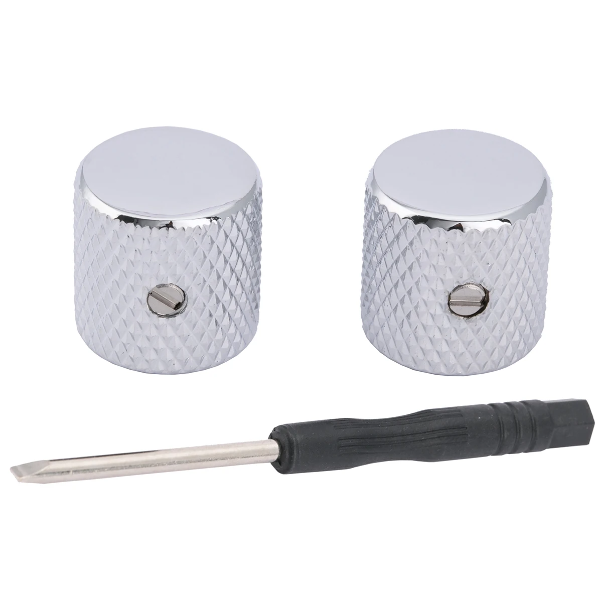 

Musiclily Pro 6mm Steel Knurled Flat Top Barrel Knobs with Set Screw for Telecaster Guitar or Precision Bass, Chrome (Set of 2)