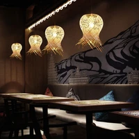 chinese style bamboo wicker rattan pendant lamps retro restaurant hotel cafe handmade bamboo lighting fixtures
