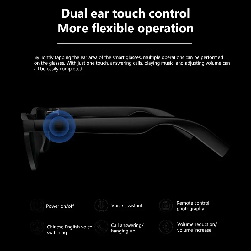 Фото Умные очки Lenovo с ИИ и пультом ДУ, камера 8K, запись фото, Bluetooth 5.4, сенсорный переводчик, голосовой помощник, беспроводные солнцезащитные очки №2