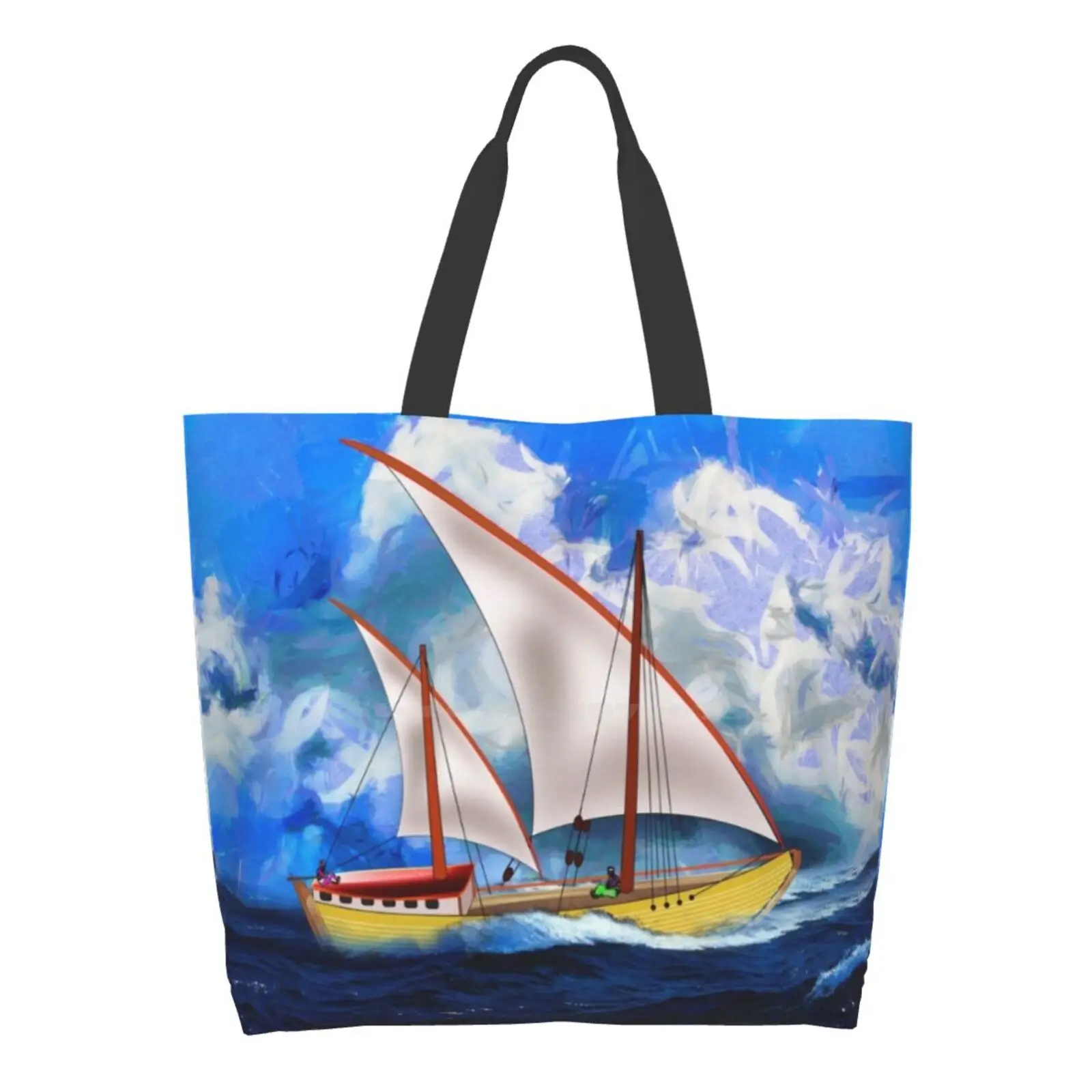 

An Ancient Arab Dhow Speeding Along Shopping Bag Tote Large size Dhow Arab Ancient Vintage Transport Sailing Ship