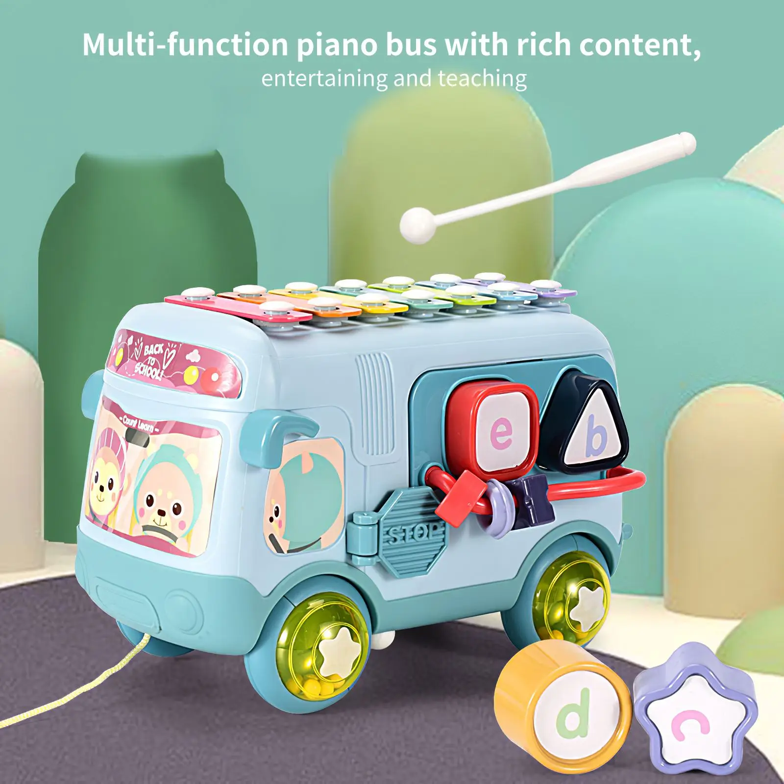 

Children Educational Musical Instrument Baby Rattles Mobiles Toys Xylophone Knock Piano Bus Beads Blocks Montessori Toy Gift