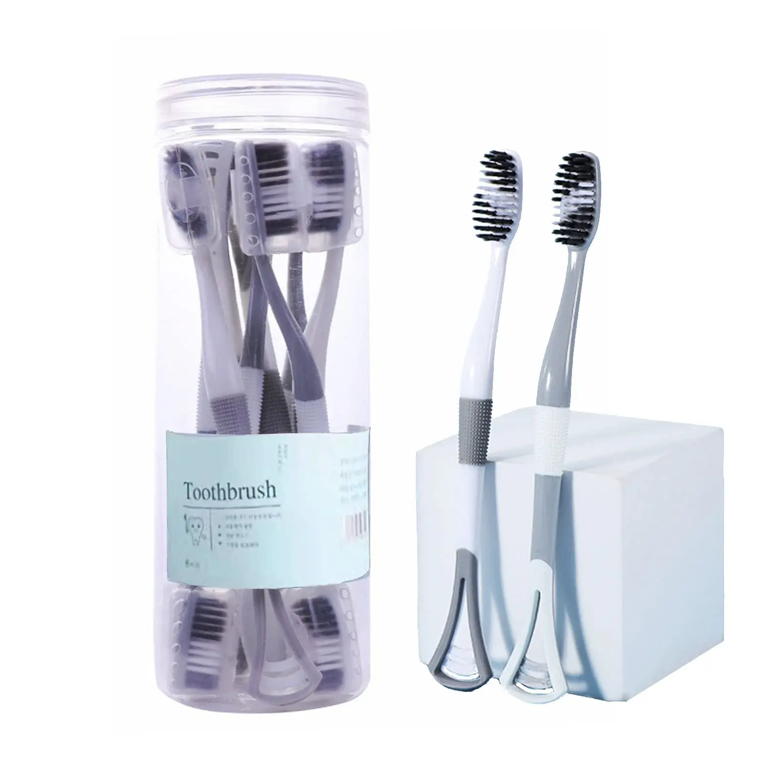 

Toothbrush with Soft Hair Soft Small Wide Head with Tongue Scraper Cleans Mouth without Damaging Gums toothbrush case