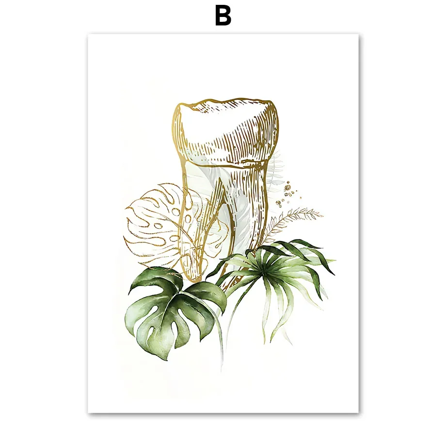 Настенная Картина на холсте с изображением скелета зубов в скандинавском стиле