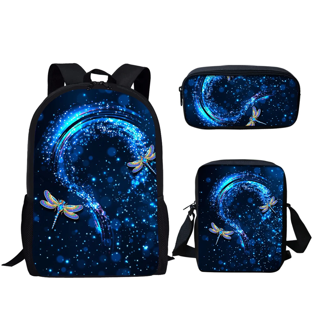 Belidome 3Pcs/set Dragonfly School Bags for Teen Girls Back to Shcool for Kids  Book Bag Student Backpack Mochila Infantil