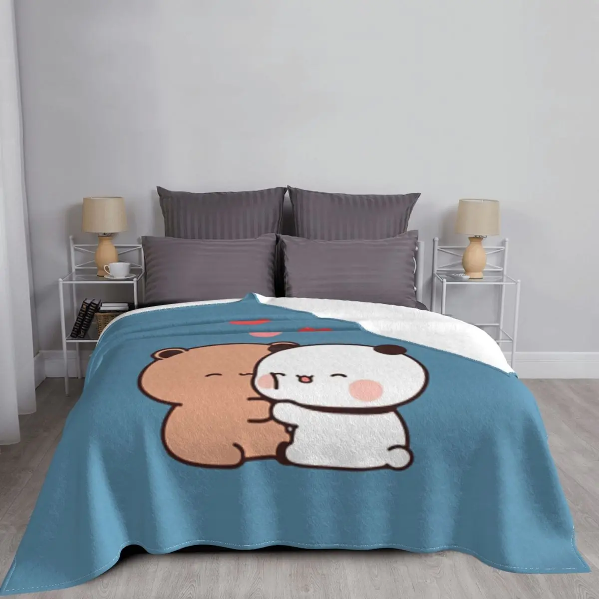 Ультрамягкое одеяло из микрофлиса Panda Bear Bubu And Dudu Hugs Love An