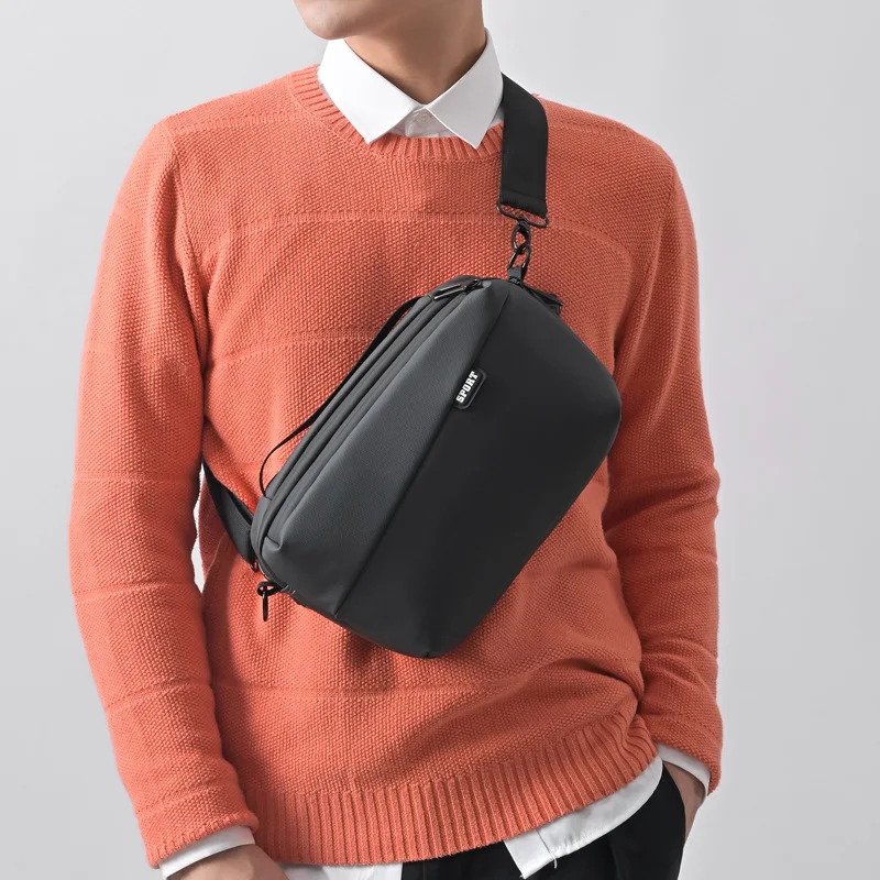 

Men Crossbody Bag Solid Color Waterproof Fashion Shoulder Messenger Bag Male Travel Outdoor Light Weight Chest Bag For Teenager