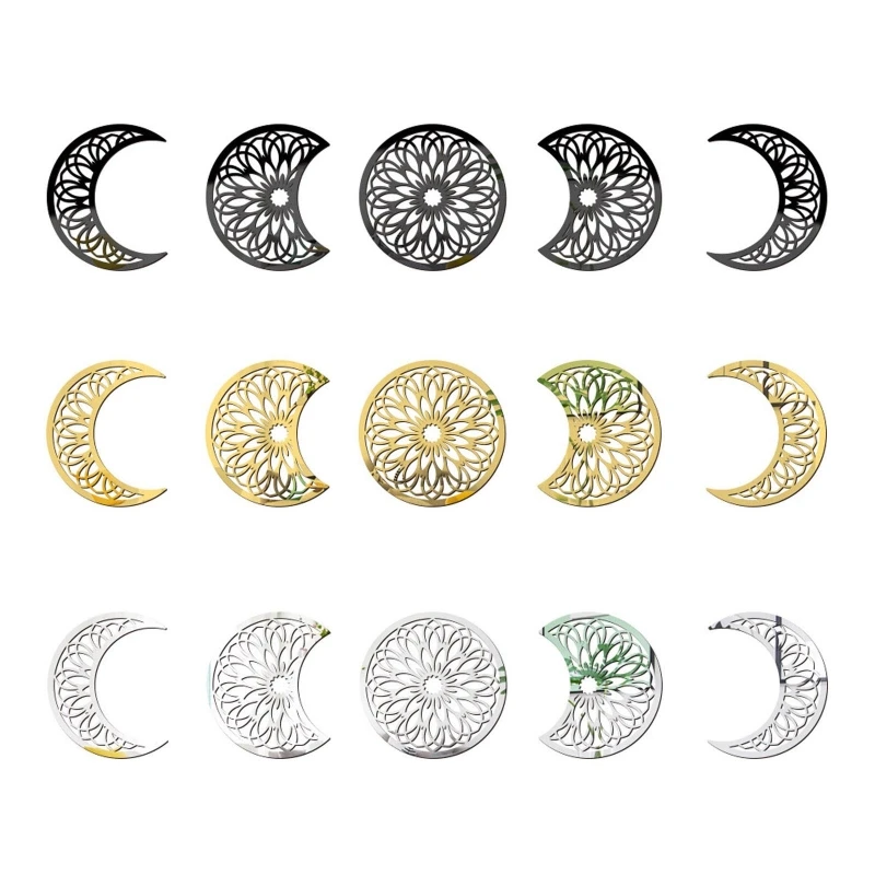 

5pcs 3D Moon Phase Wall Stickers Nordic Home Decoration Living Room Bedroom Mural Art Decals DIY Craft Background Decor