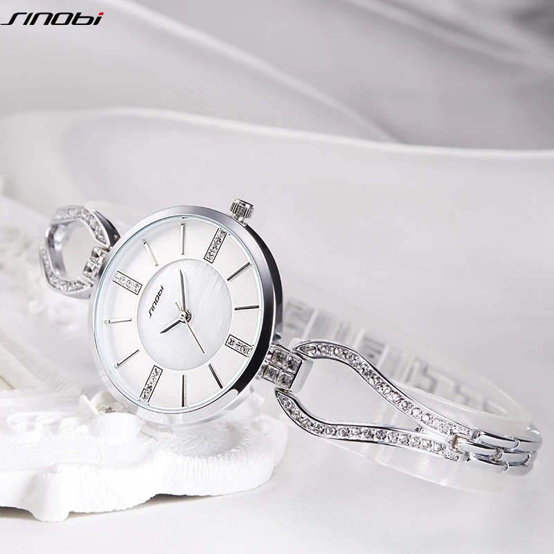 SINOBI Fashion Original Design Women Watches Silver Diamond Woman's Quartz Wristwatches Ladies Elegant Jewelry Relogio Feminino enlarge