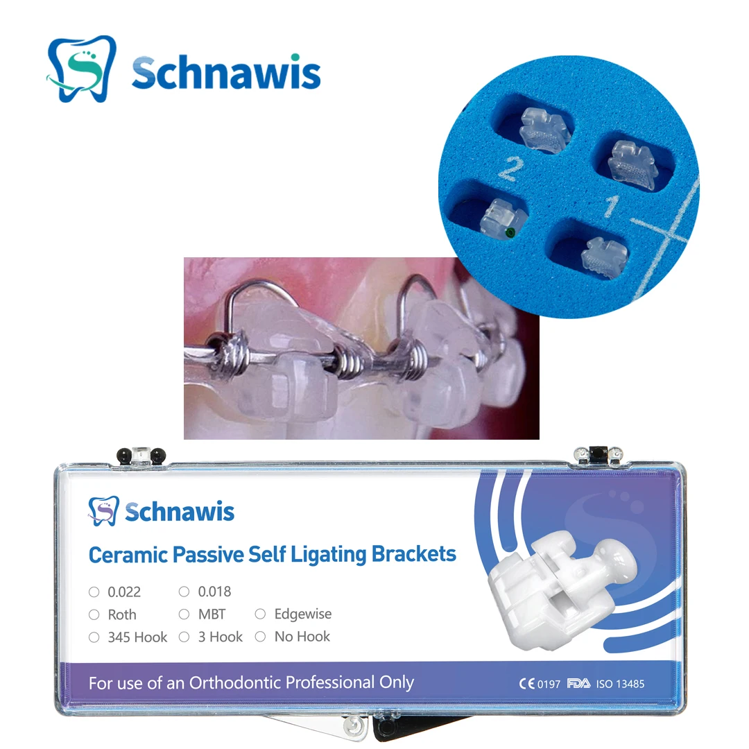 

Schnawis 20Pcs/Set Dental Orthodontic Ceramic Self Ligating Roth/MBT Ceramic Braces 0.022 /0.018 Hook 3-4-5 Brackets ortodoncia