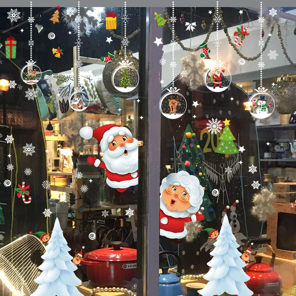 

Christmas Window Stickers Merry Christmas Decorations For Home Christmas Wall Sticker Kids Room Wall Decals New Year Stickers