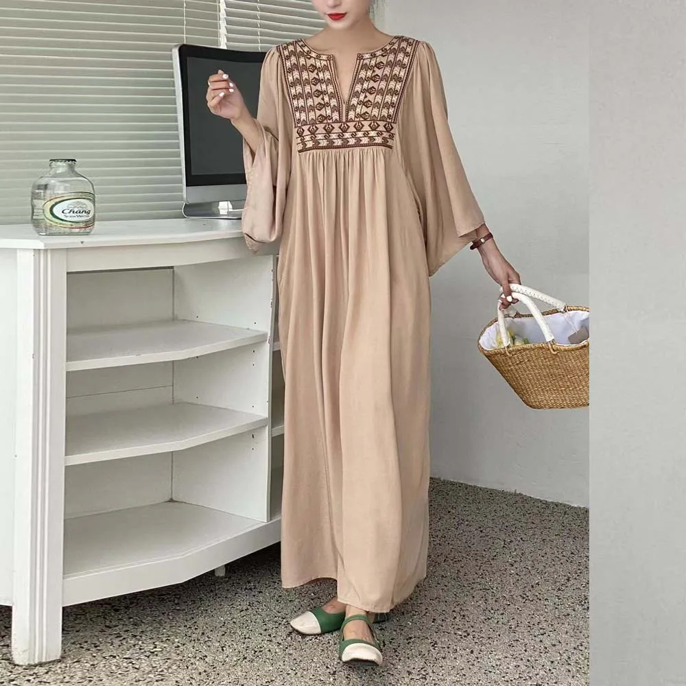 

Женское свободное платье до колен, элегантное литературное платье с вышивкой в стиле ретро, Корея, Япония, лето 2022