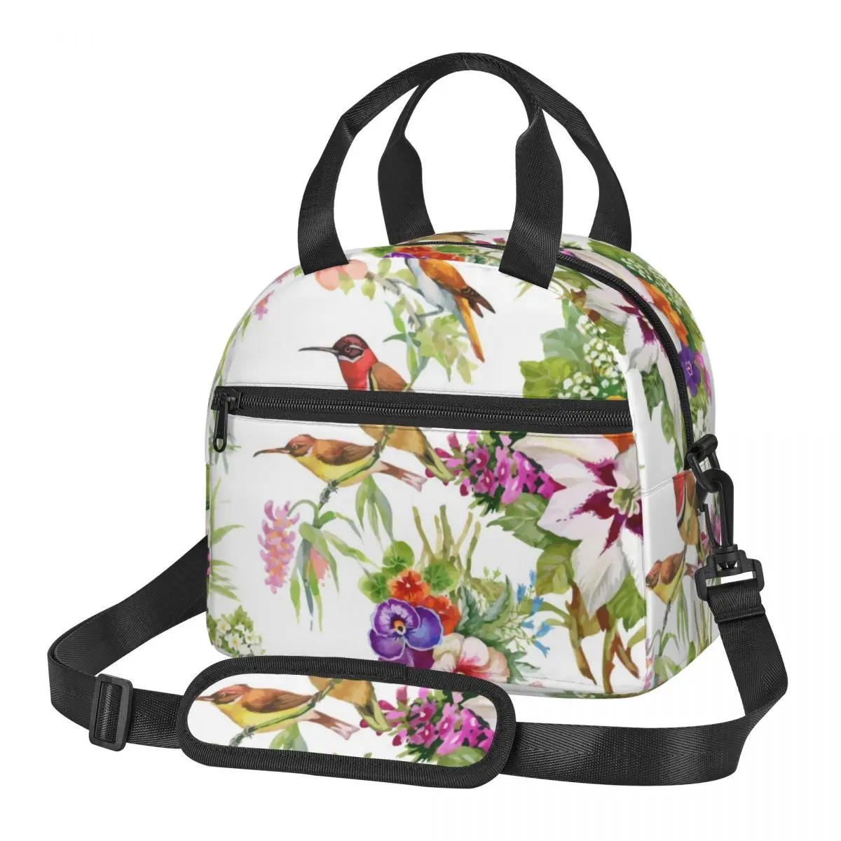 

Insulated lunch bag For Women Kids Watercolor Wild Birds Flowers Cooler Bag Thermal bag Portable Lunch Box Ice Pack