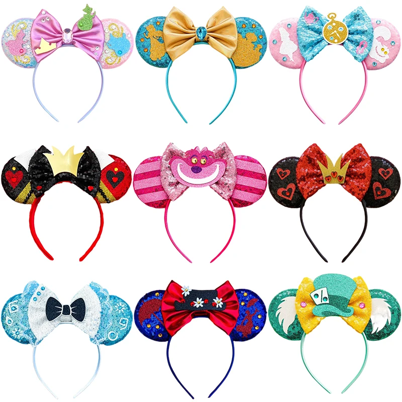 

Disney Alice in Wonderland Ears Headbands Women Cosplay Red Queen Mad Hatter Hairband Kid Festival Cheshire Cat Hair Accessories