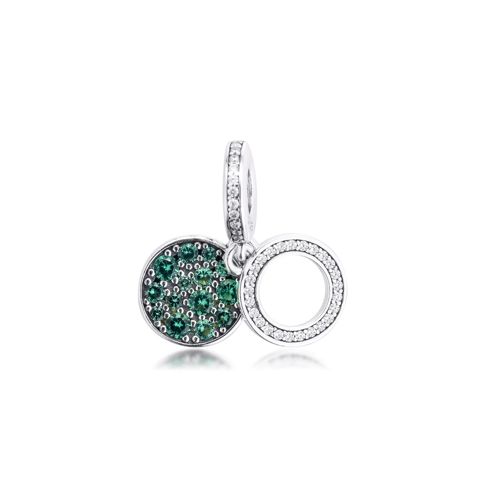 

Sparkling Green Disc Double 925 Sterling Silver Jewelry For Women Crystals Free Shipping Items Luxury Holiday Gifts Jewelry Bead