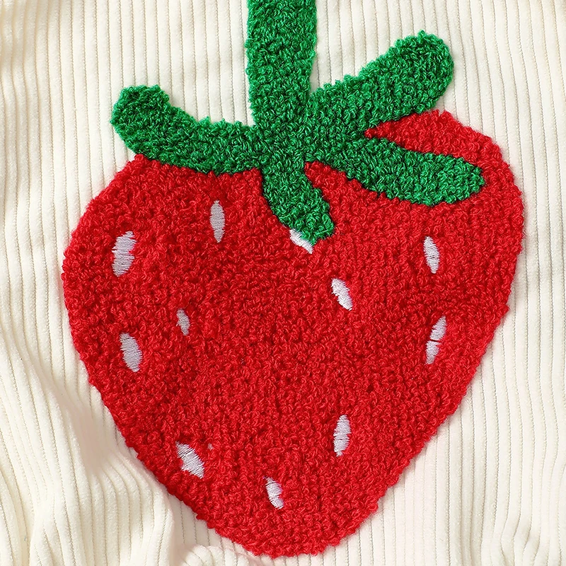 Детский летний комбинезон без рукавов с вышивкой в виде радуги/клубники