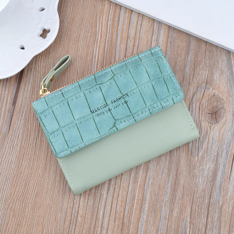 

Новый маленький кошелек, женский короткий кошелек на молнии, мягкий простой модный многофункциональный кошелек контрастных цветов с кроко...