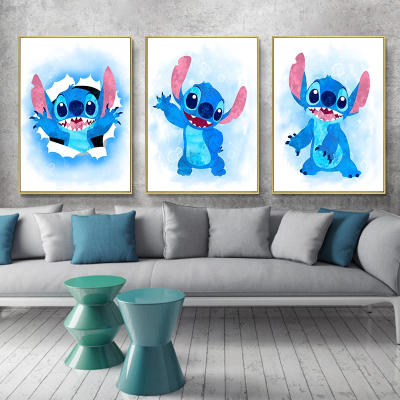 Disney живопись на холсте мультфильмы акварель Лило и Ститч: серия настенные