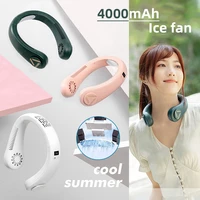 mini neck hanging cooling fan portable bladeless fan lazy mute neck hanging sport fan summer air cooler use for outdoor