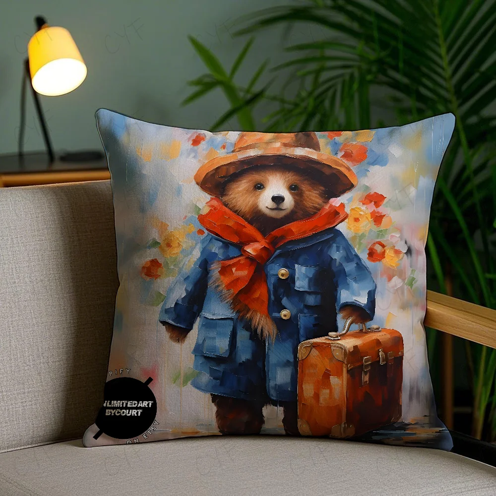 

Милая наволочка с медведем P-Paddington, противопыльная наволочка, невидимая молния, шелковистая короткая плюшевая наволочка для дивана