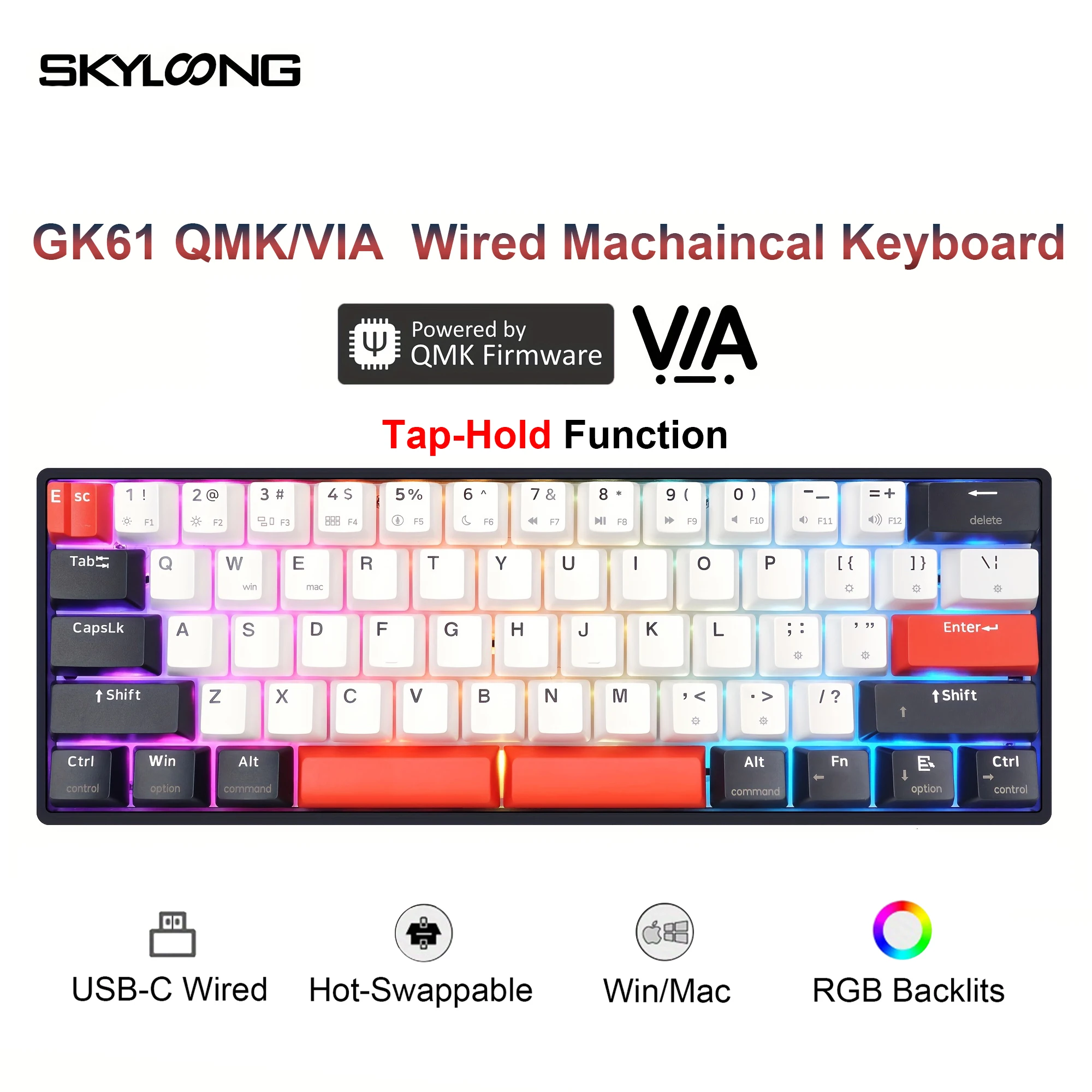 SKYLOONG GK61 механическая проводная клавиатура Rose Sea-Blue | AliExpress