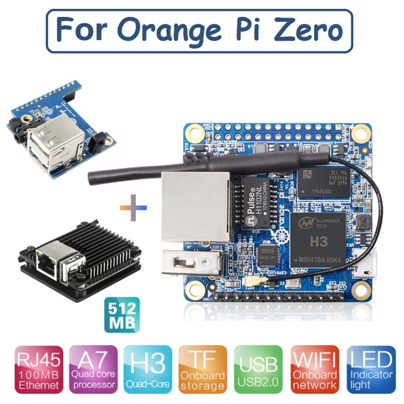 

For Orange Pi Zero 512MB Allwinner H3 With Aluminum Case+Interface Expansion Board Extended USB Interface/Audio/Infrared