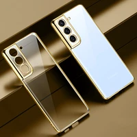 luxury plating transparent soft silicone case for samsung galaxy s22 s21 s20 plus ultra s21ultra camera protection clear cover