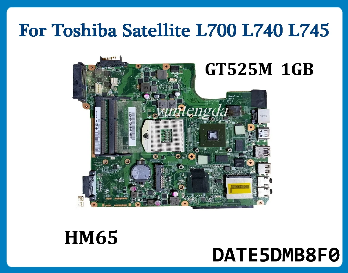 

Материнская плата DATE5DMB8F0 для ноутбука Toshiba Satellite L700 L740 L745 GT525M 1G GPU HM65 DDR3 A000074700 100% протестирована