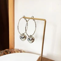 exaggerated metal heart drop earrings for women girls personalized silver big hoop dangle earrings female aesthetic jewelry gift